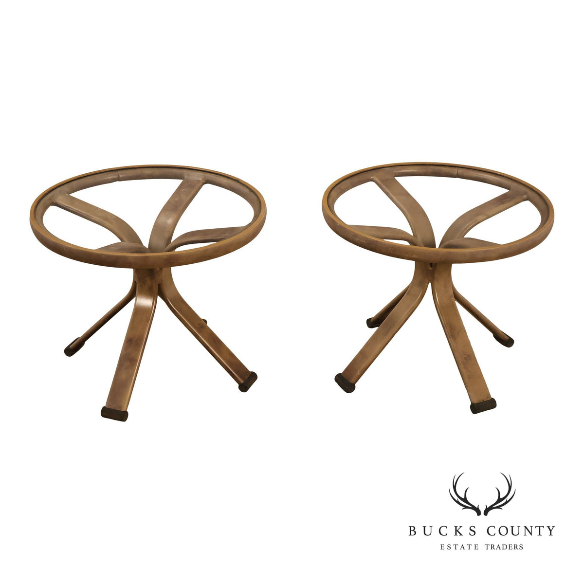 Brown Jordan Pair of Outdoor Round Glass Top Side Tables