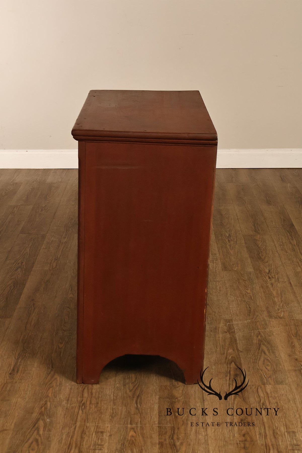 Antique American Primitive Red-Painted Storage Cupboard