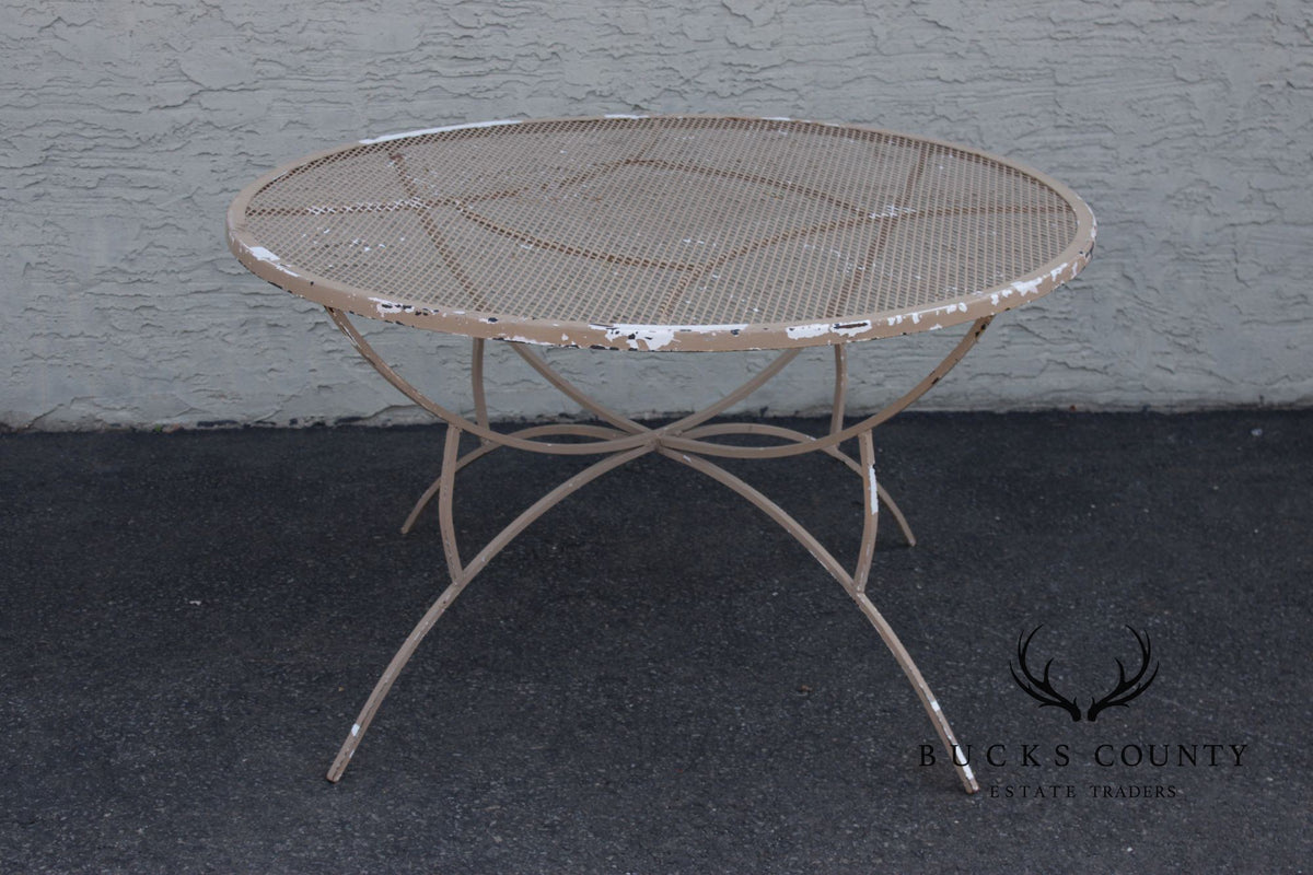 Mid Century Modern Round Wrought Iron Patio Dining Table