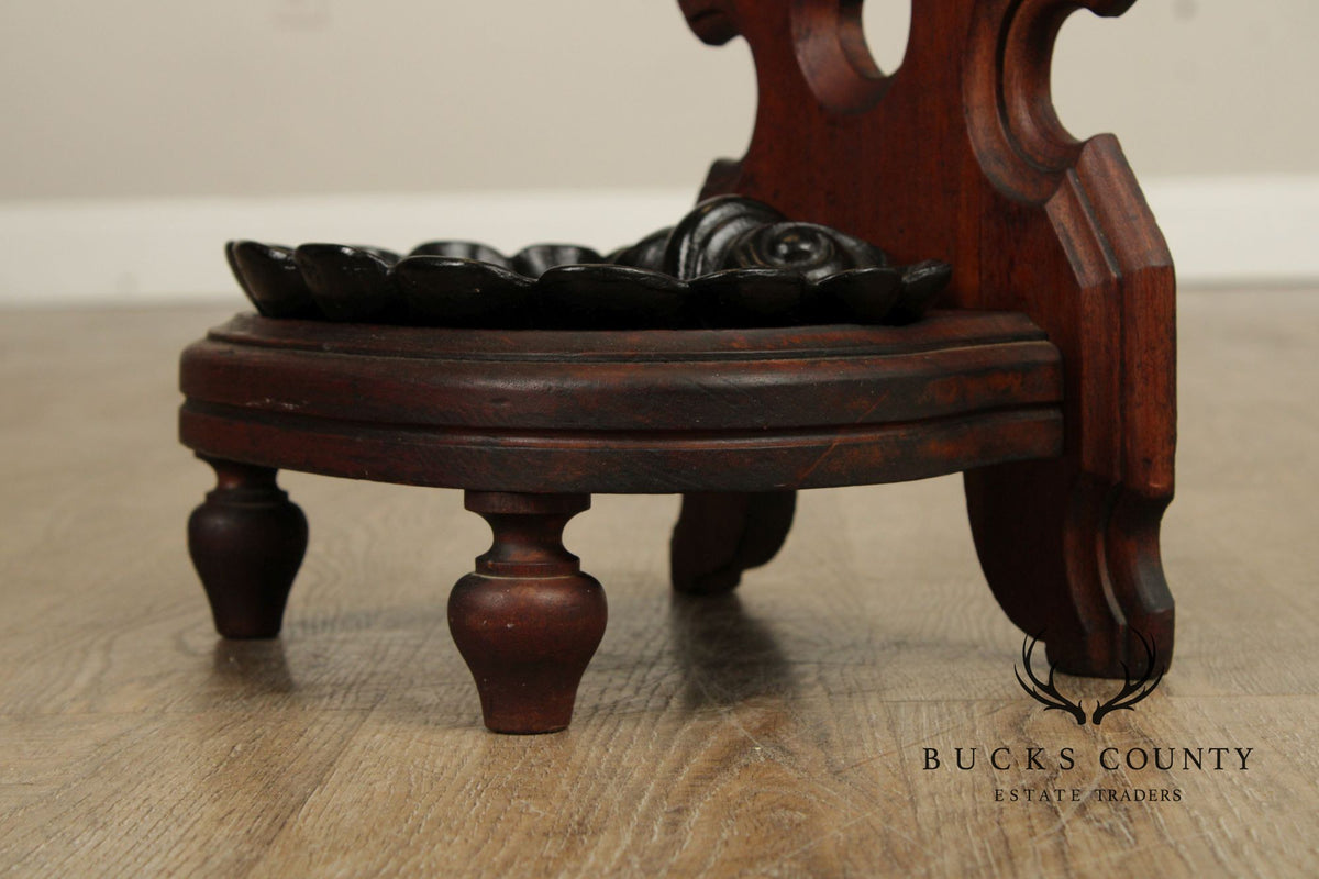 Antique Victorian Gothic Revival Umbrella Stand With Cast Iron Drip Pan