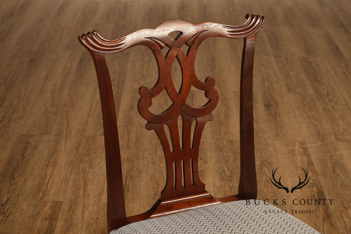 1940's Chippendale Style Set Of Eight Custom Mahogany Dining Chairs