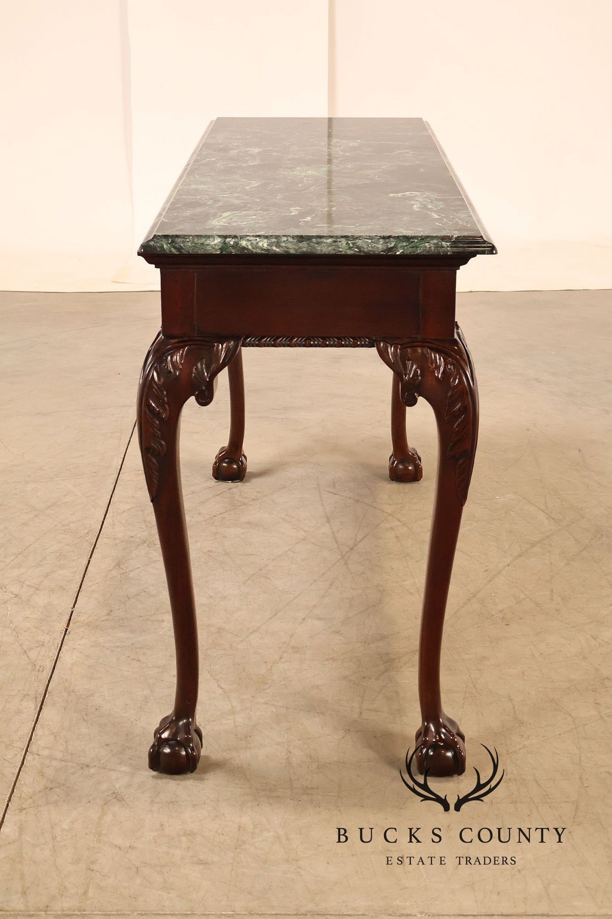Stickley Chippendale Style Marble Top Mahogany Sofa Table Console