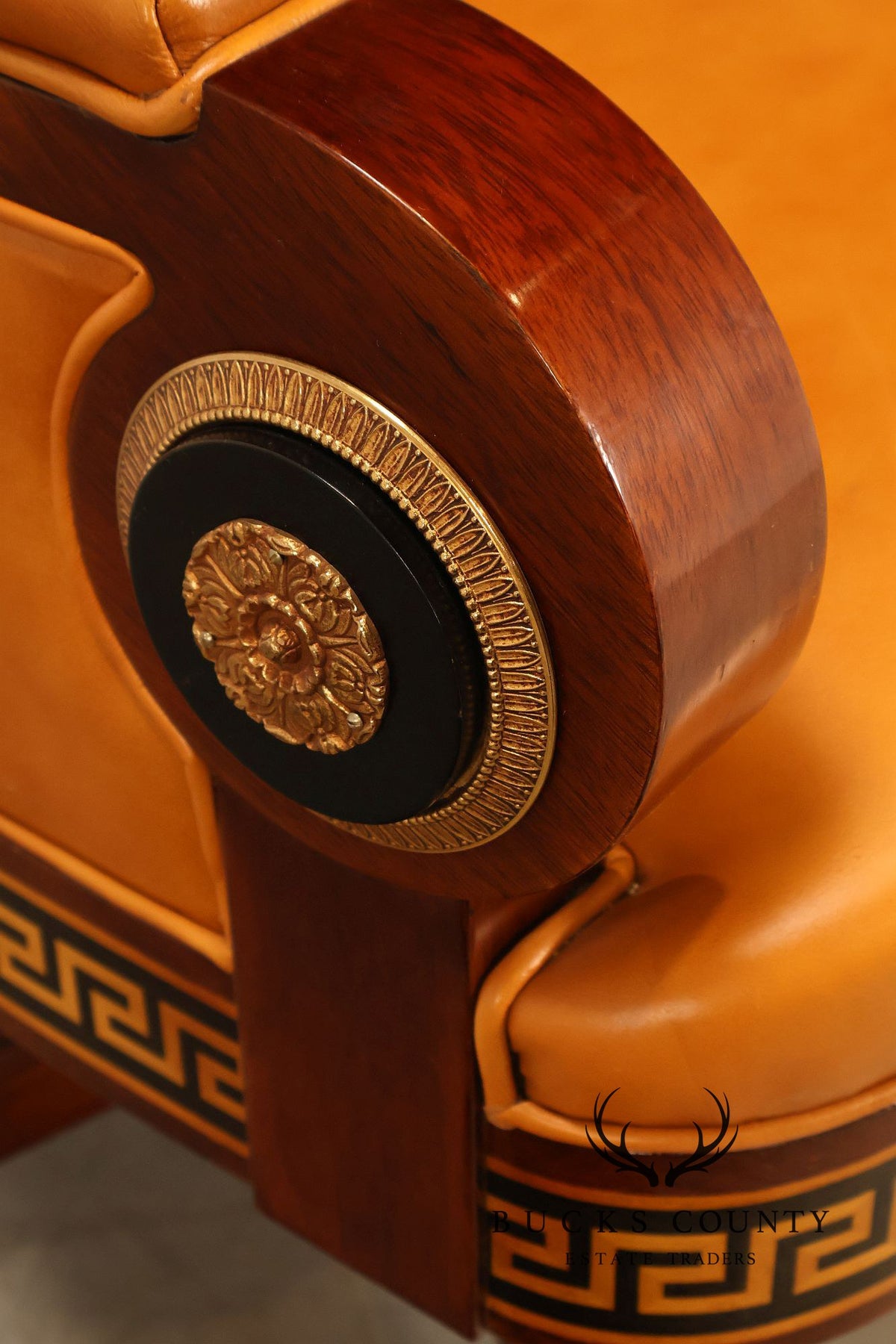 Mariner Leather Swivel Office Chair With Tufted Back And Carved Mahogany Base