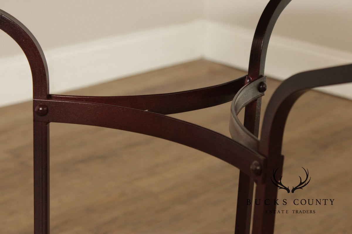 Vintage Wrought Iron and Round Marble Top Side Table