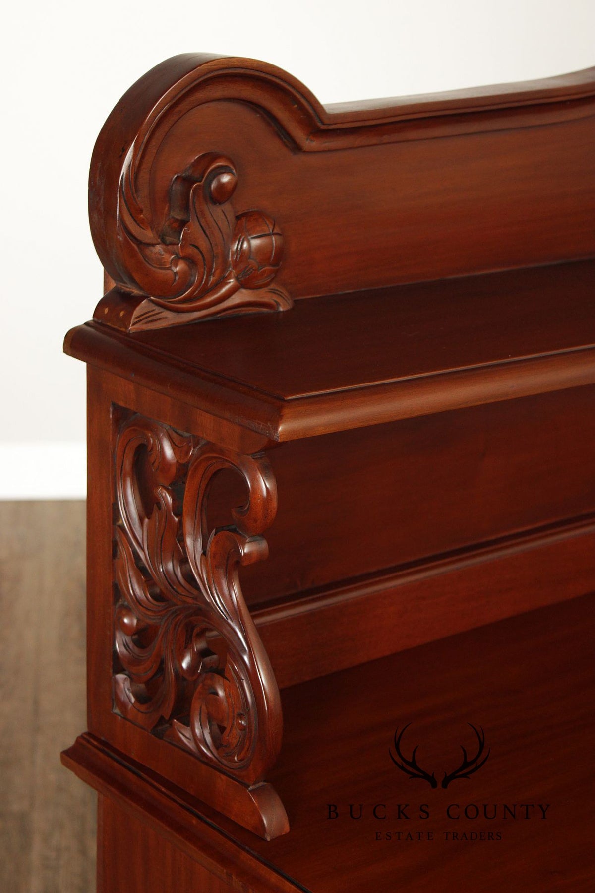 Carved Mahogany Empire Style Sideboard With Back Bar