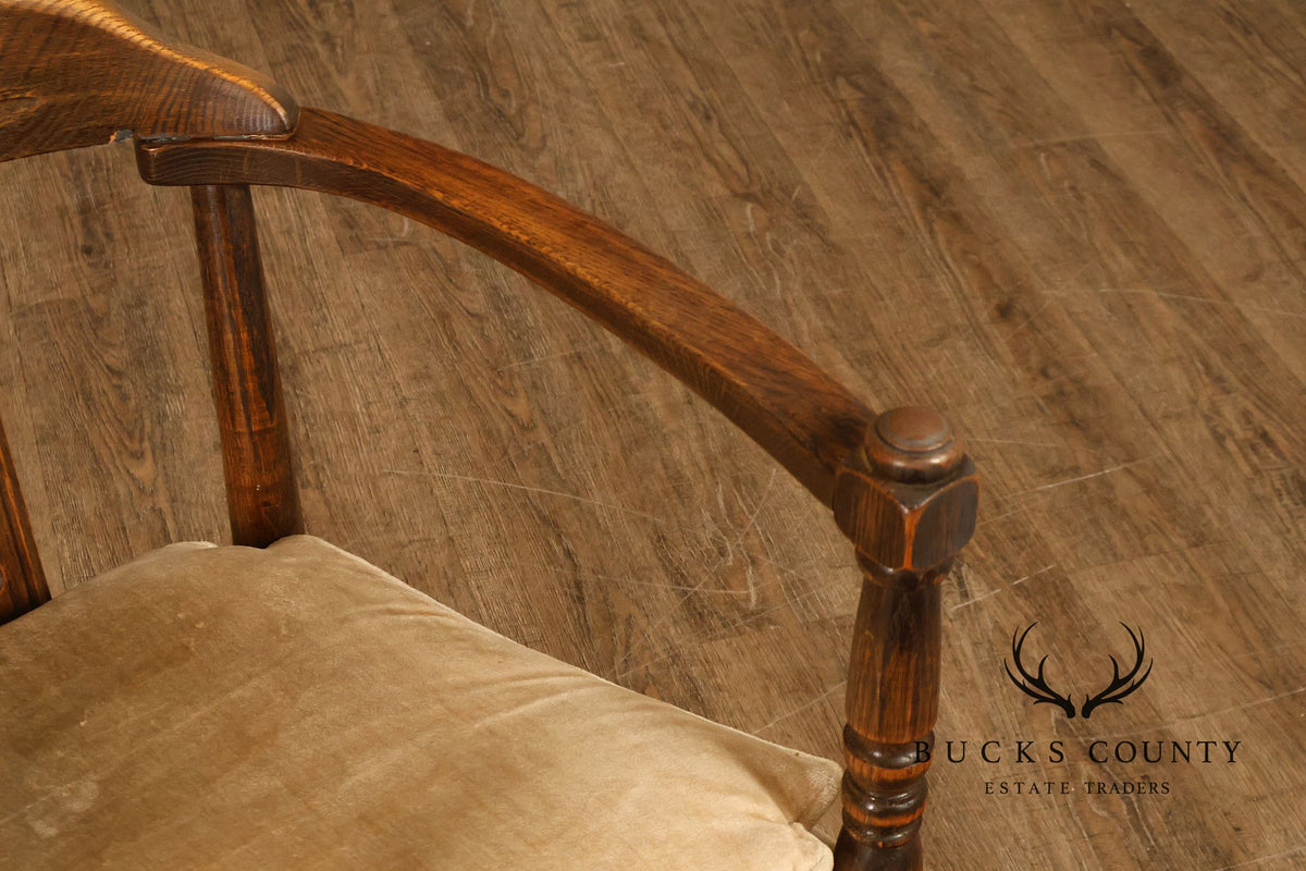 Tudor Style Pair of Oak Armchairs