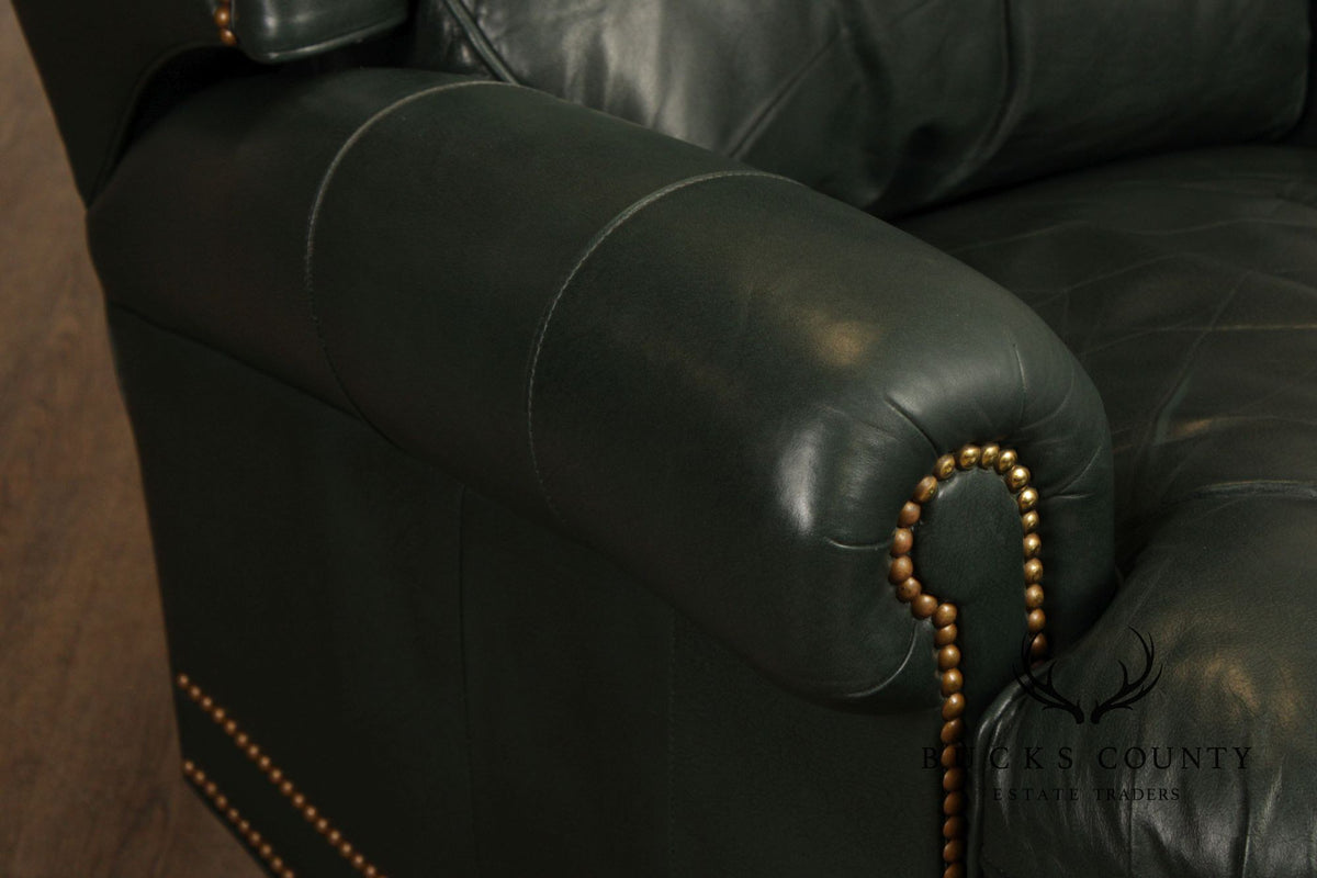 Hancock and Moore Leather Recliner Lounge Chair and Ottoman