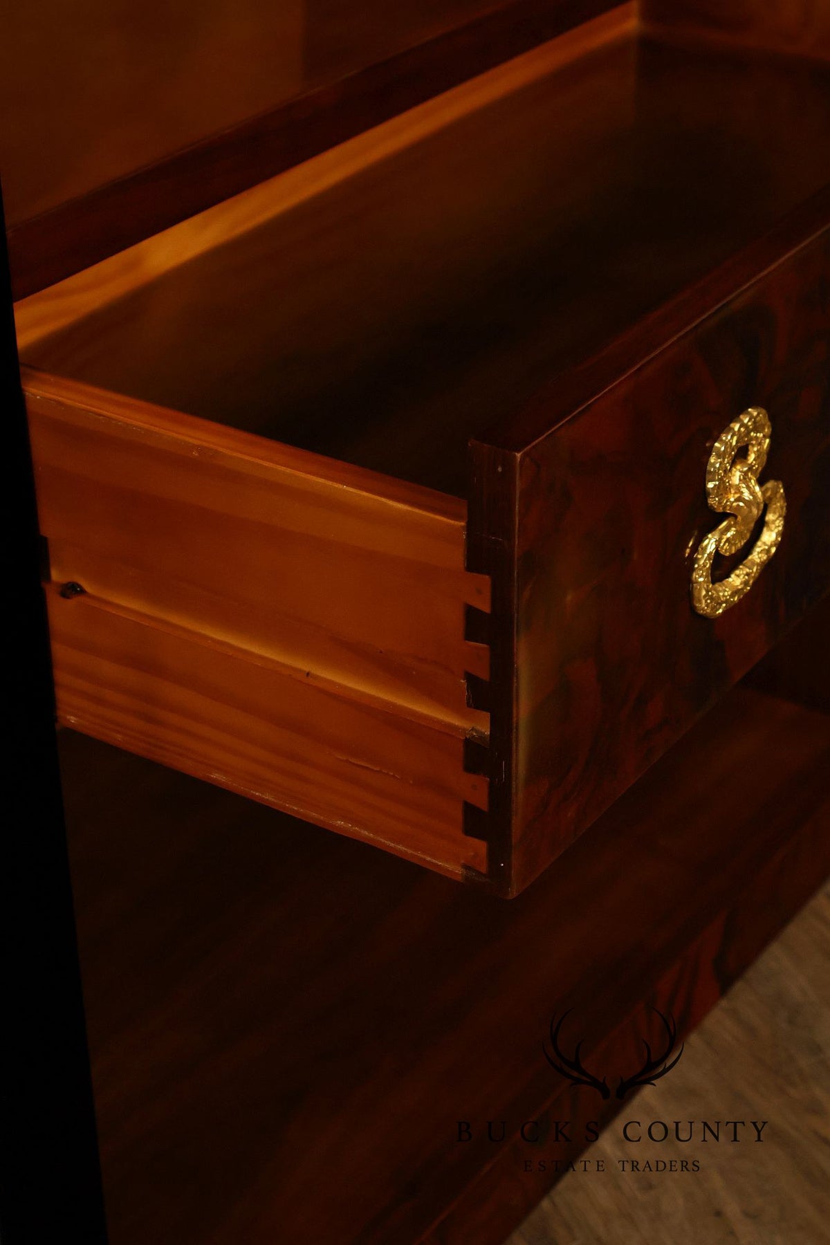 Empire Revival Style Lighted Display Cabinet Bookcase