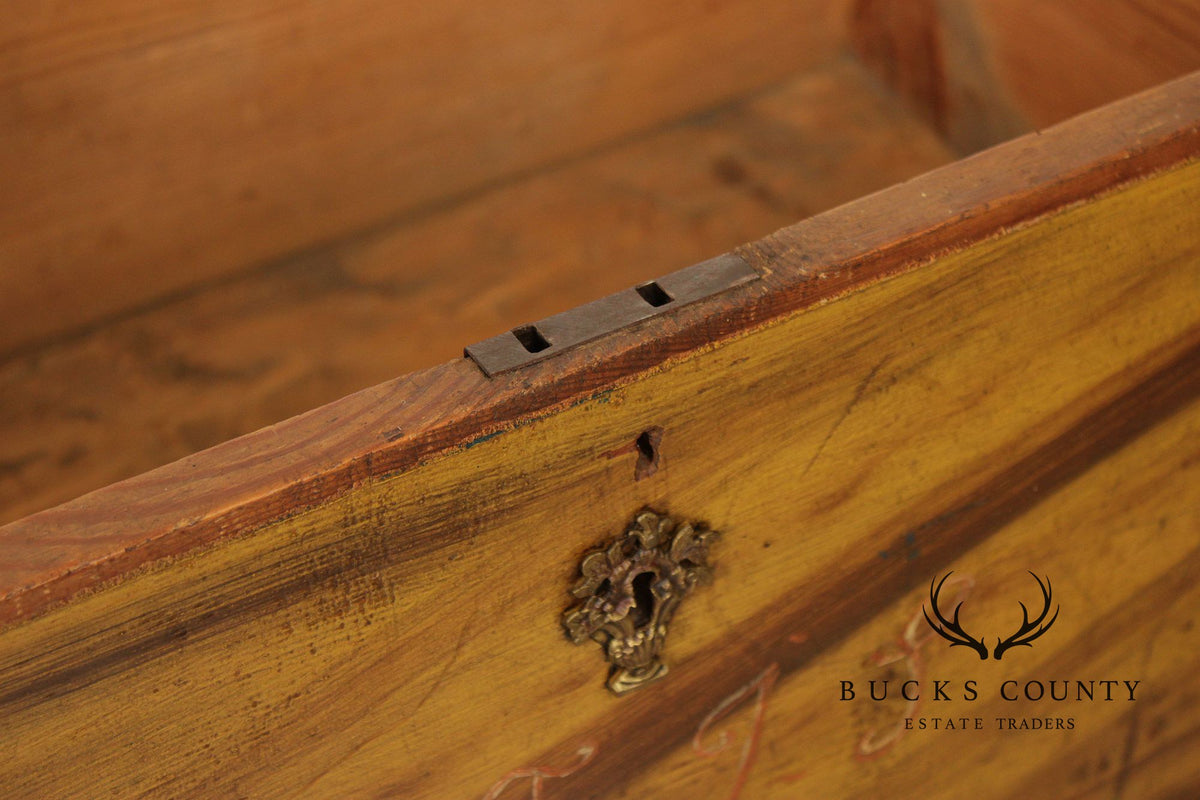 Antique Dome Top Grain Painted Pine Blanket Chest