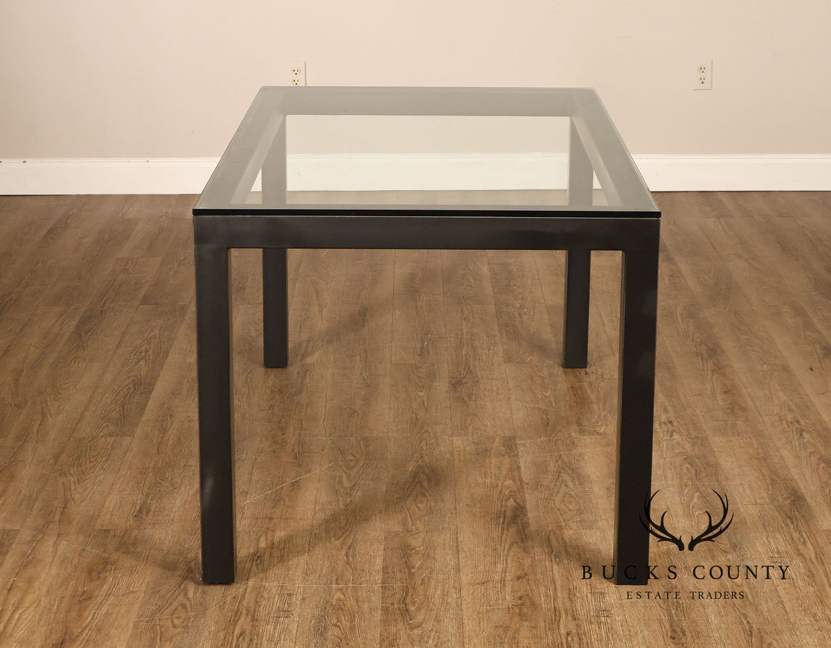 Mitchell Gold + Bob Williams Modern Parsons Style Glass Top Dining Table