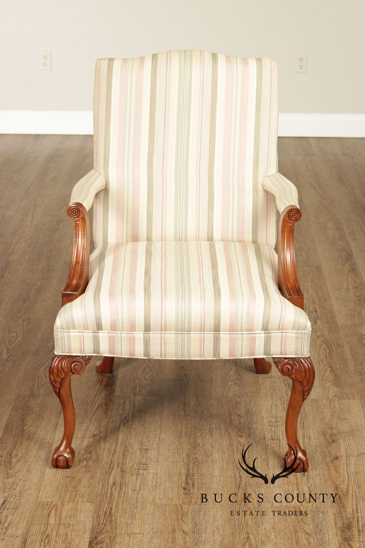 Sam Moore Chippendale Style Pair of Library Armchairs