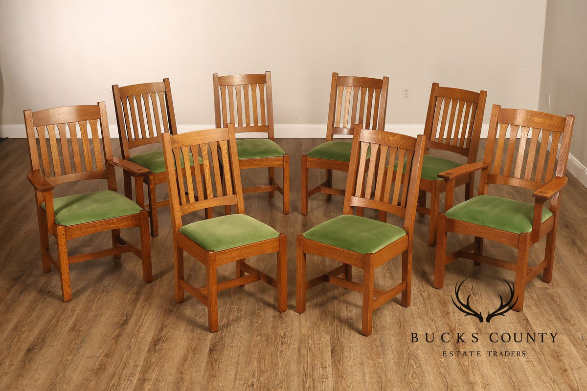 Stickley Mission Collection Set Of 8 Oak Cottage Dining Chairs In 35 Fayetteville Finish