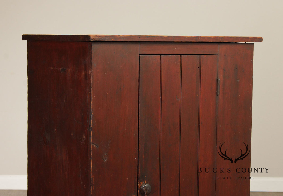 Antique Primitive Painted Single Door Cupboard