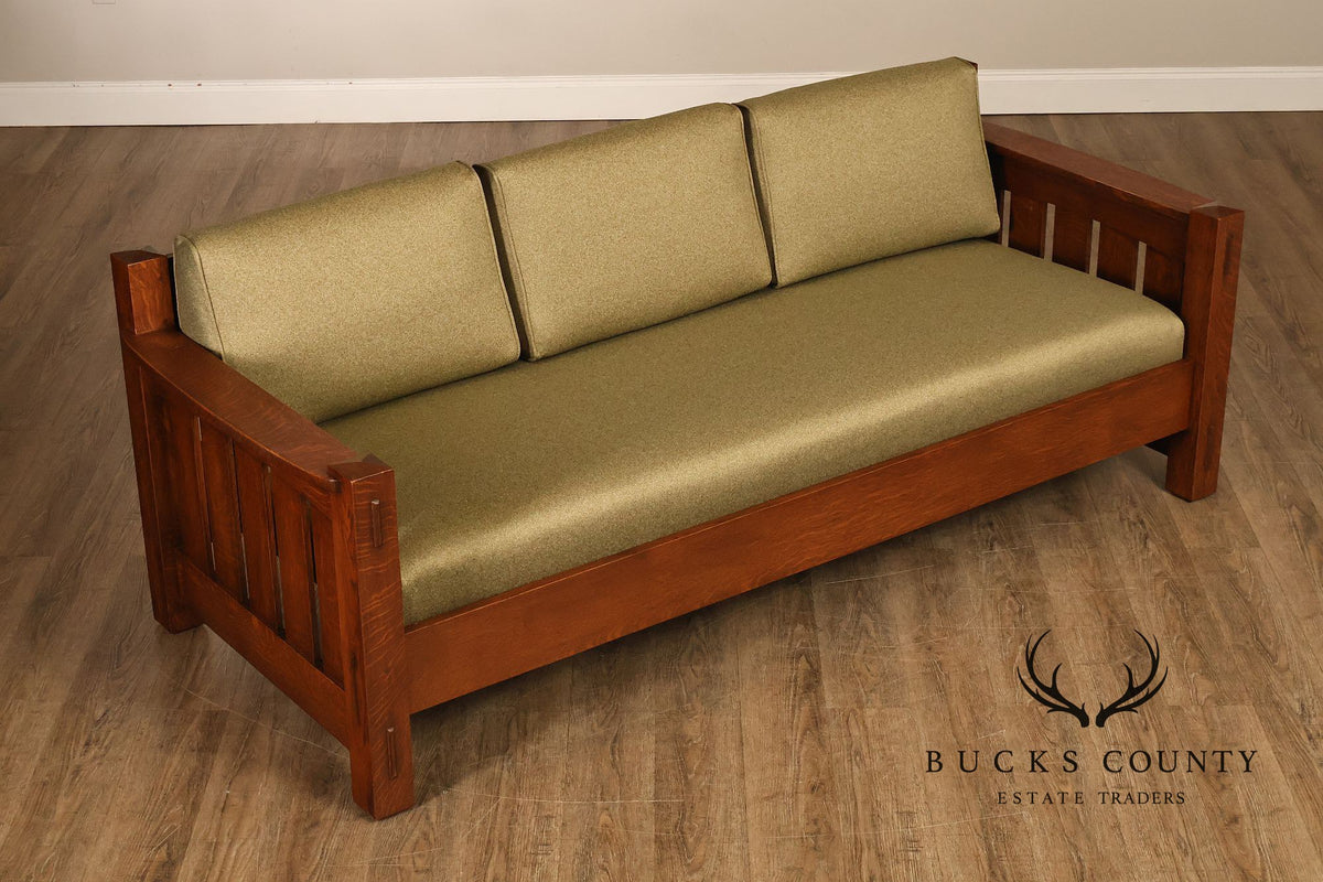Custom Quality Mission Style Oak Settle Sofa