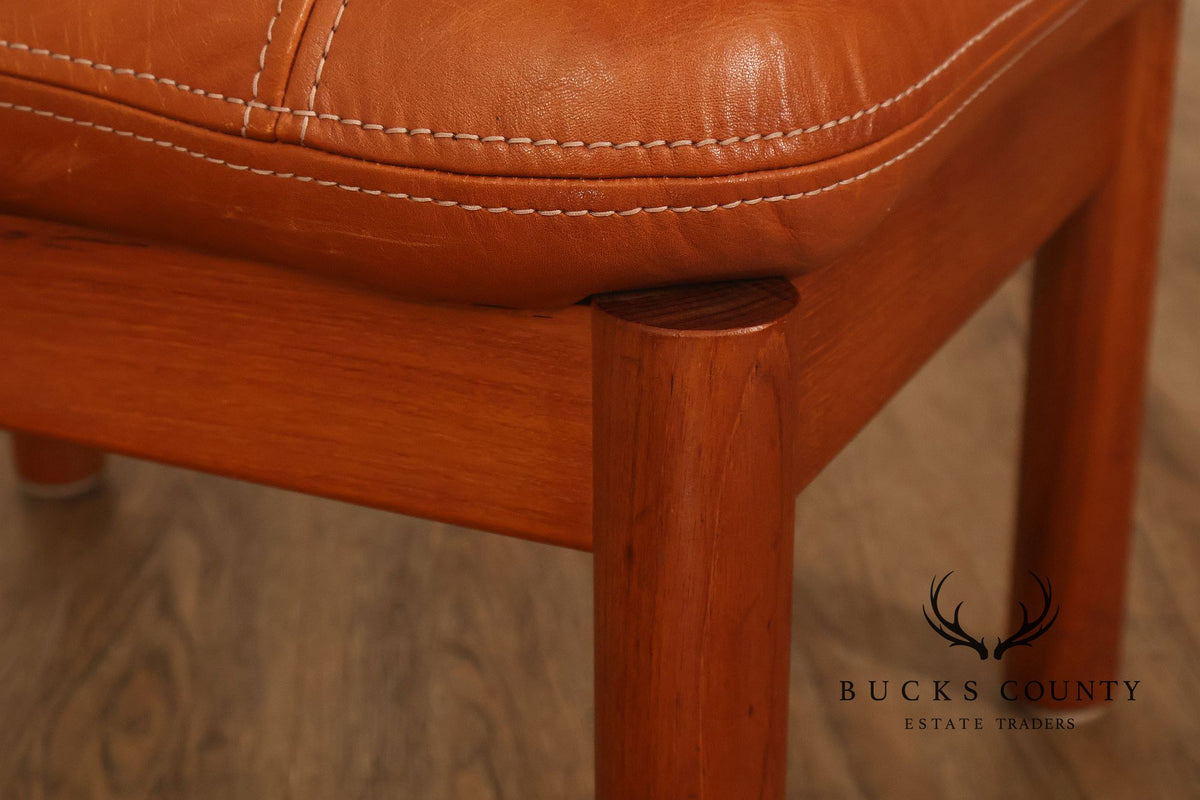 Thams Kvalitet Danish Modern Teak and Leather Ottoman