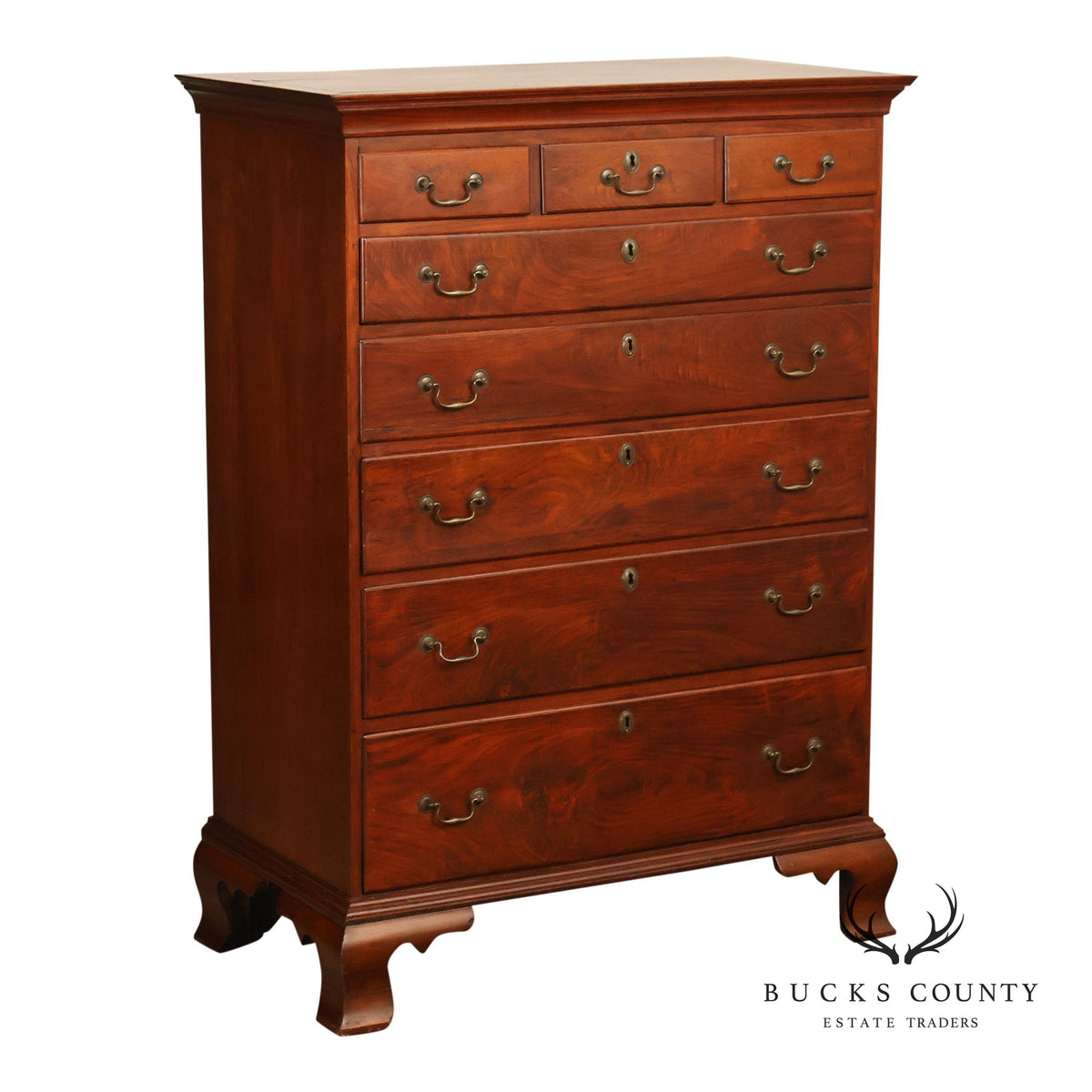 Antique Chippendale Walnut Eight-Drawer Tall Chest