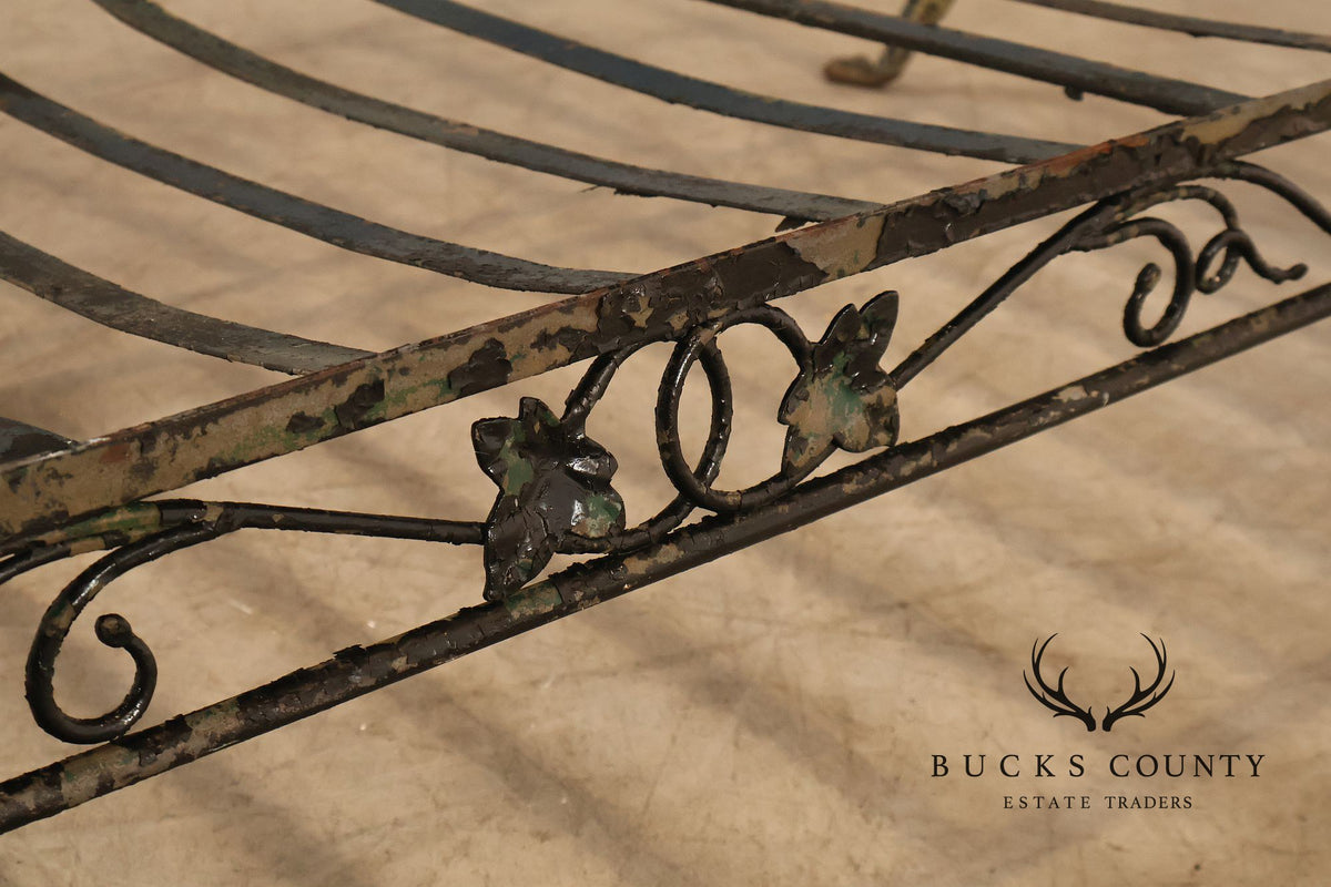 Vintage Wrought Iron Ivy Pattern Garden Bench
