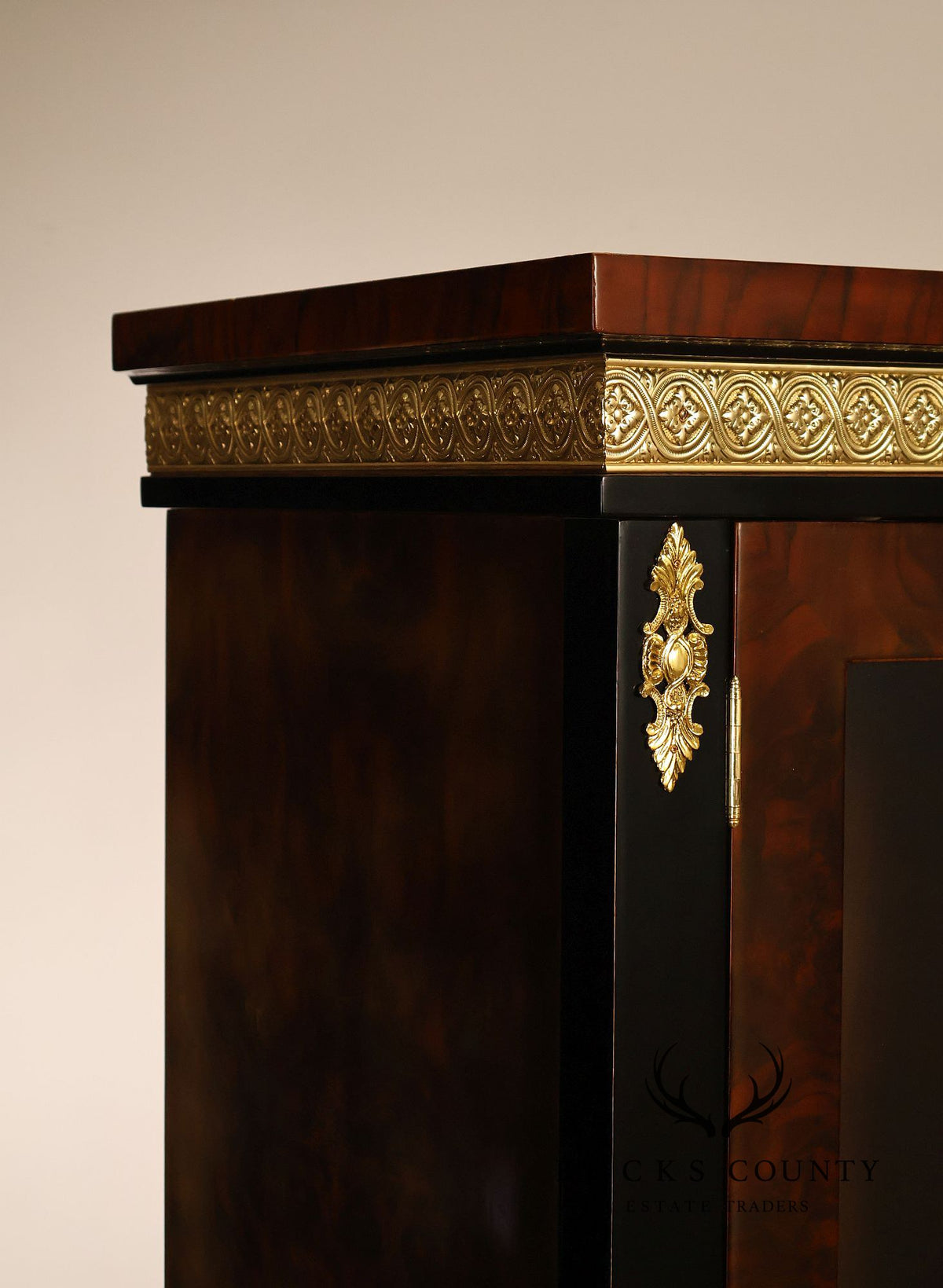 Empire Revival Style Lighted Display Cabinet Bookcase