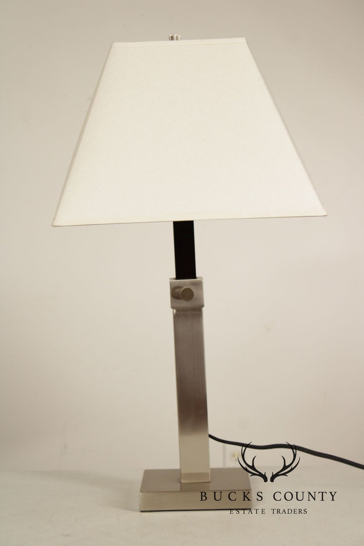 Crate & Barrel Contemporary Pair of 'Denley' Steel Table Lamps