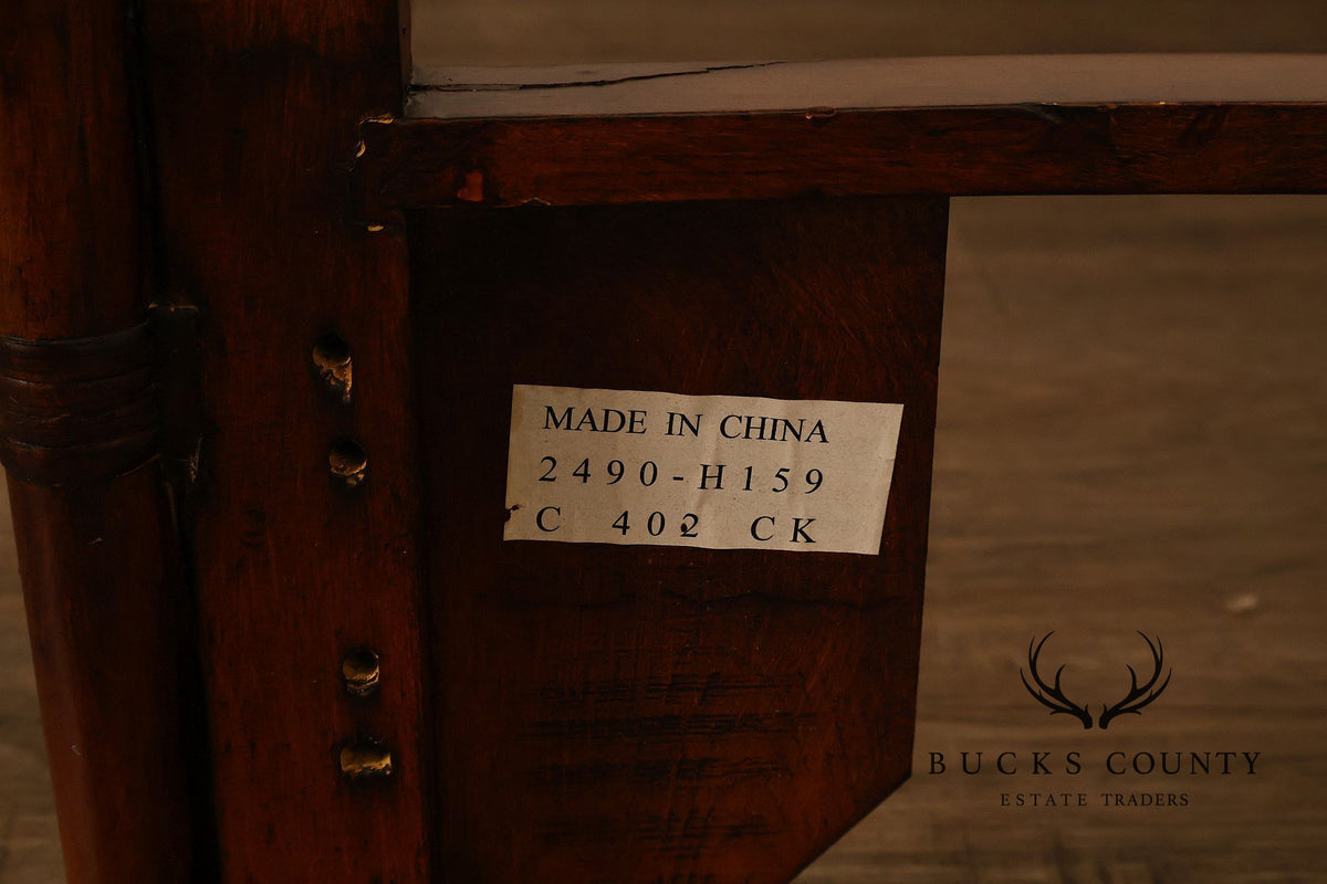 Chinese Chippendale Style Faux Bamboo and Rattan Queen Bed Frame