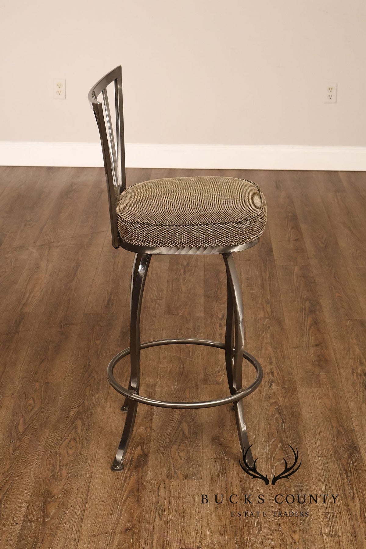 Shaver Howard Contemporary Set Of Three Brushed Steel Swivel Bar Stools