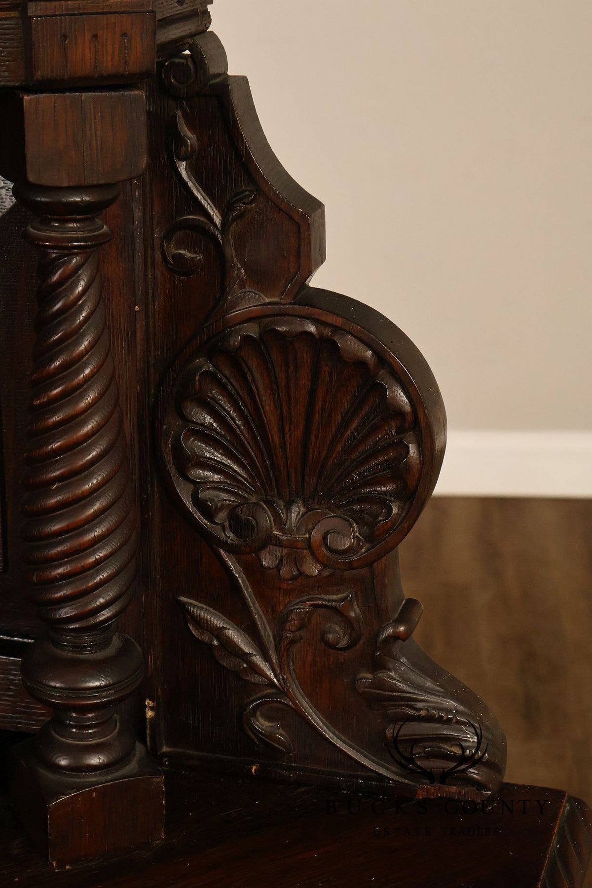 Antique RJ Horner Style Victorian Carved Oak Corner Cabinet