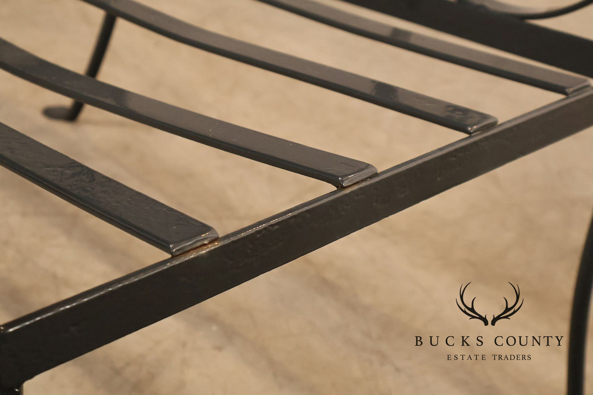 Vintage Pair of Wrought Iron Scroll Arm Lounge Chairs