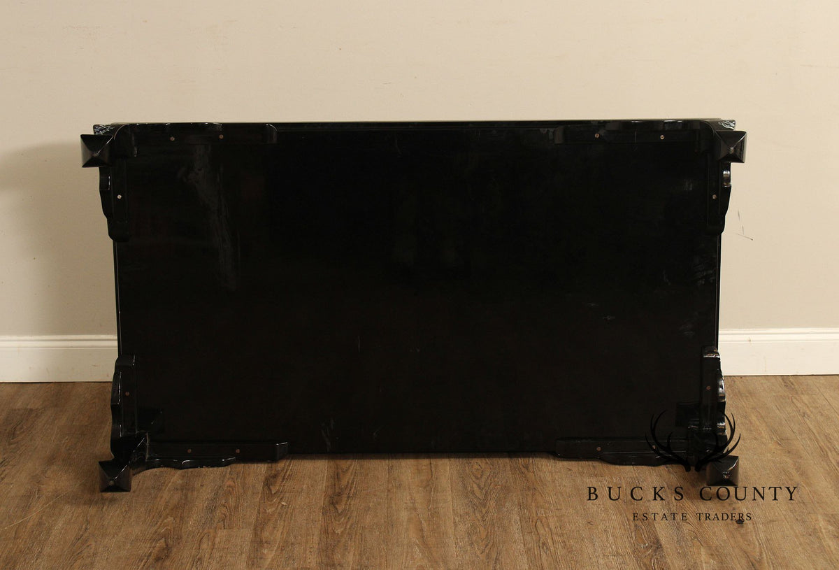 Korean Vintage Black Lacquer And Mother of Pearl Inlaid Coffee Table