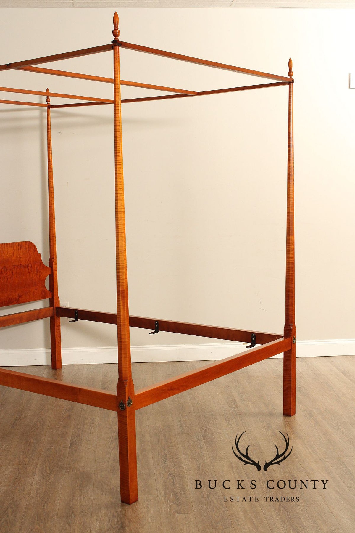 Eldred Wheeler Tiger Maple Queen Size Canopy Poster Bed