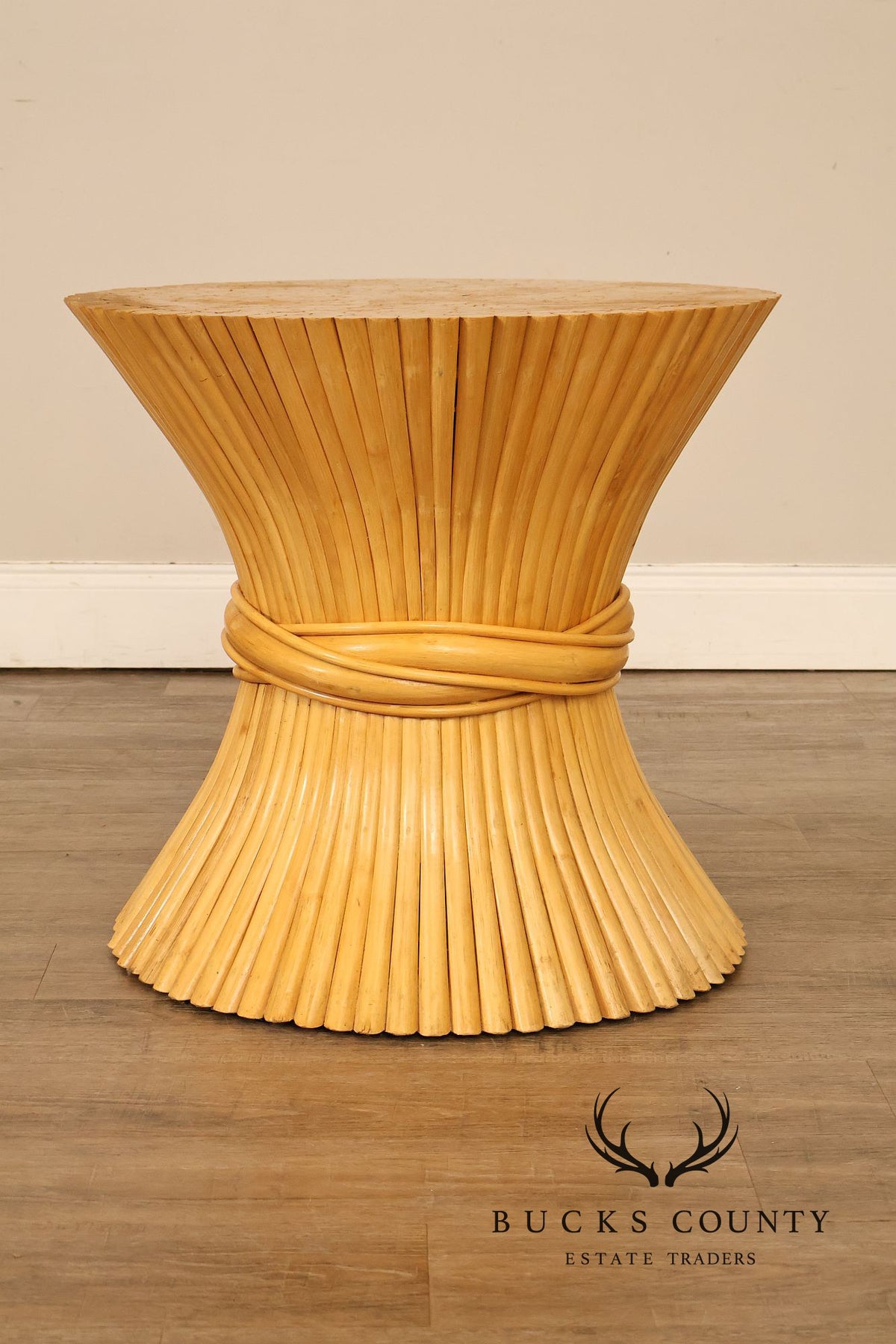 Vintage Pair of Wheat Sheaf End Tables