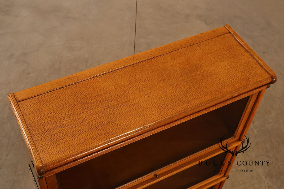 Arts & Crafts Three-Stack Oak Barrister Bookcase