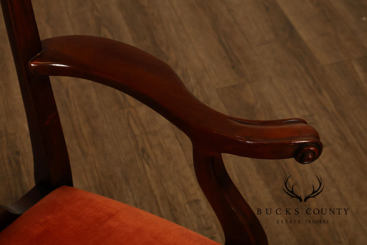 Maitland-Smith Set Of Eight Chippendale Style Mahogany Dining Chairs