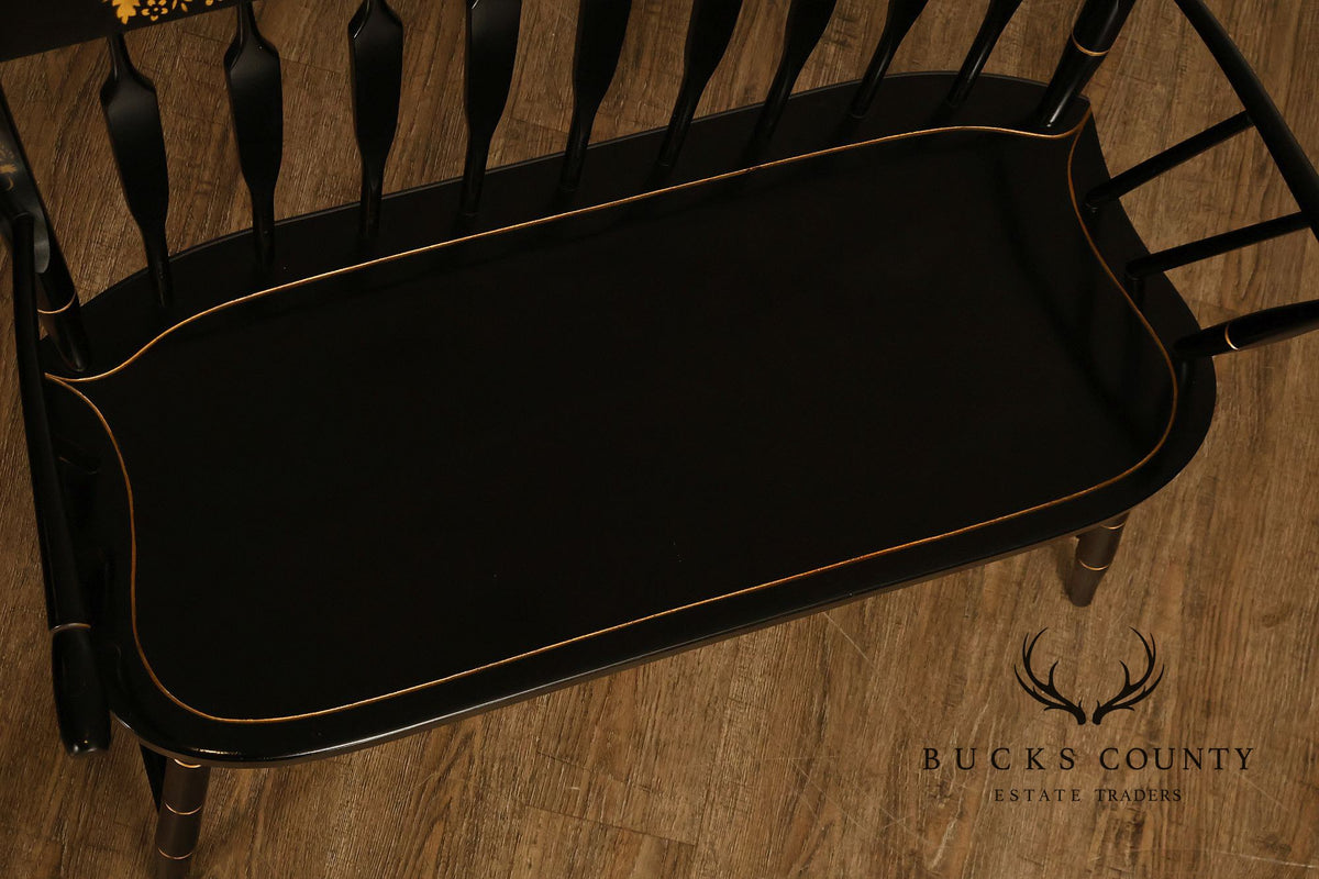 Nichols & Stone Black Stenciled Windsor Bench