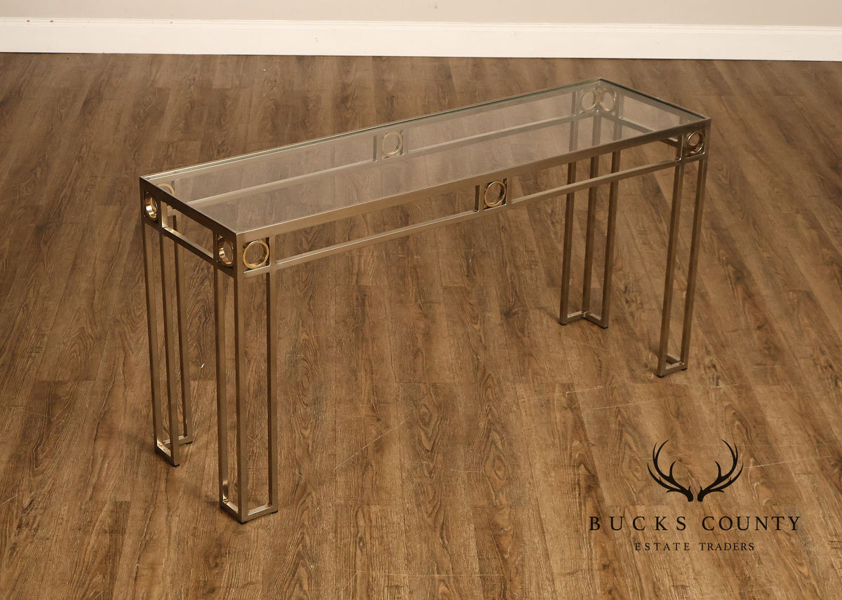 Modern Art Deco Style Glass Top Console Table