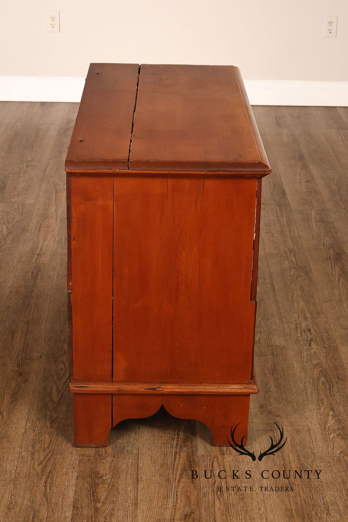 Antique American Country Birdseye Maple Blanket Chest With Lower Drawer