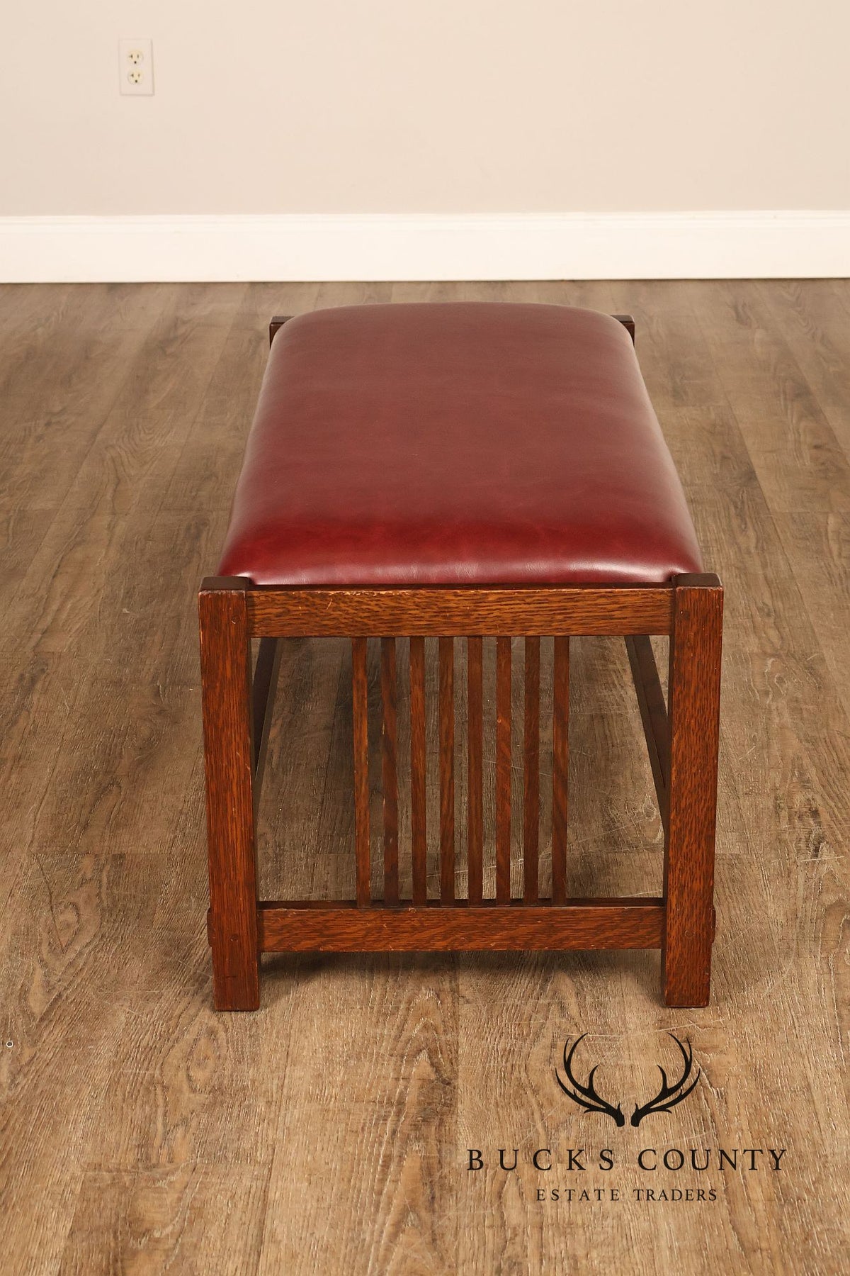 Stickley Mission Collection Oak Upholstered Bench