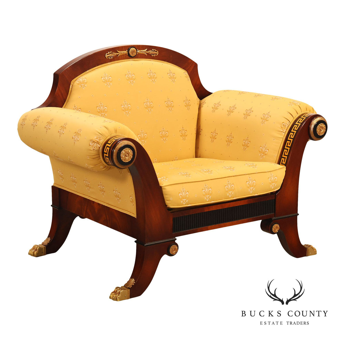 Empire Style Mahogany Armchair With Gilt Bronze Mounts