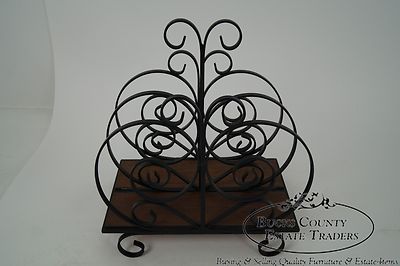 Custom Ornate Scrolled Wrought Iron Spanish Style Magazine Stand