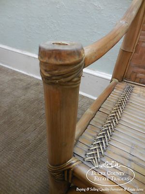 Vintage Set of 4 Heavy Genuine Bamboo Arm Chairs