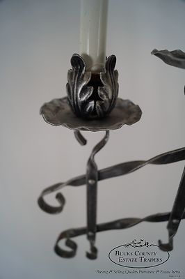 Quality Pair of Wrought Iron Tall Floor Torchieres