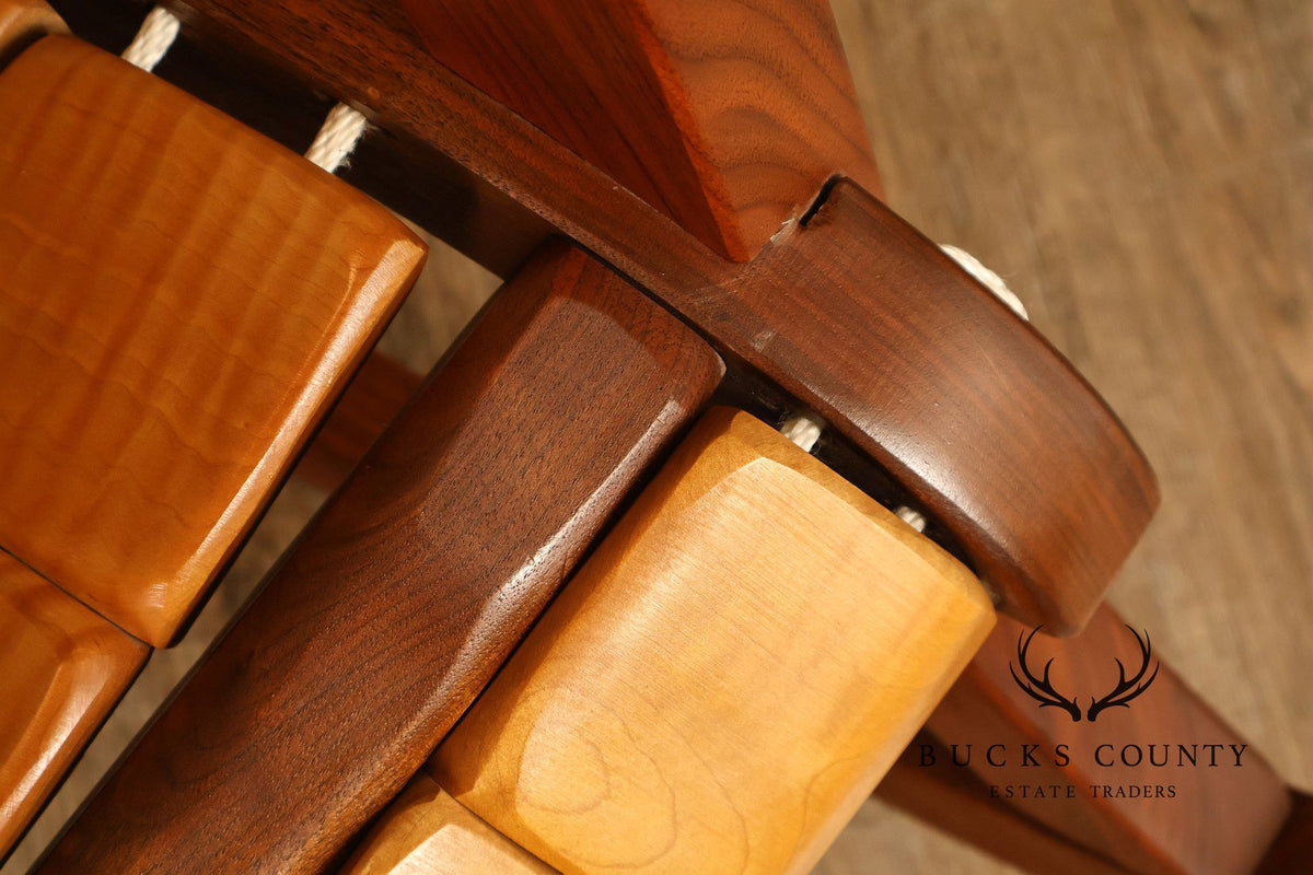 Gerry Grant Studio Crafted Walnut and Maple Rocker and Ottoman