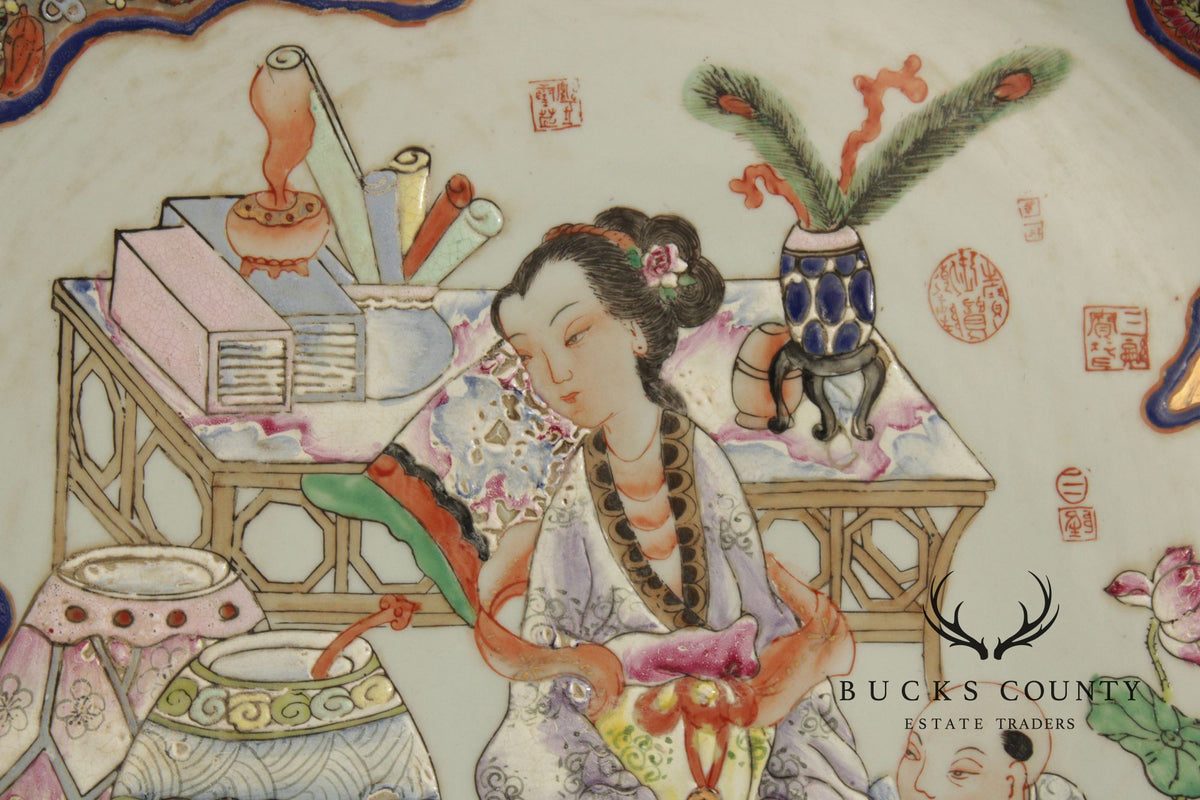 Chinese Monumental Famille Rose Porcelain Charger
