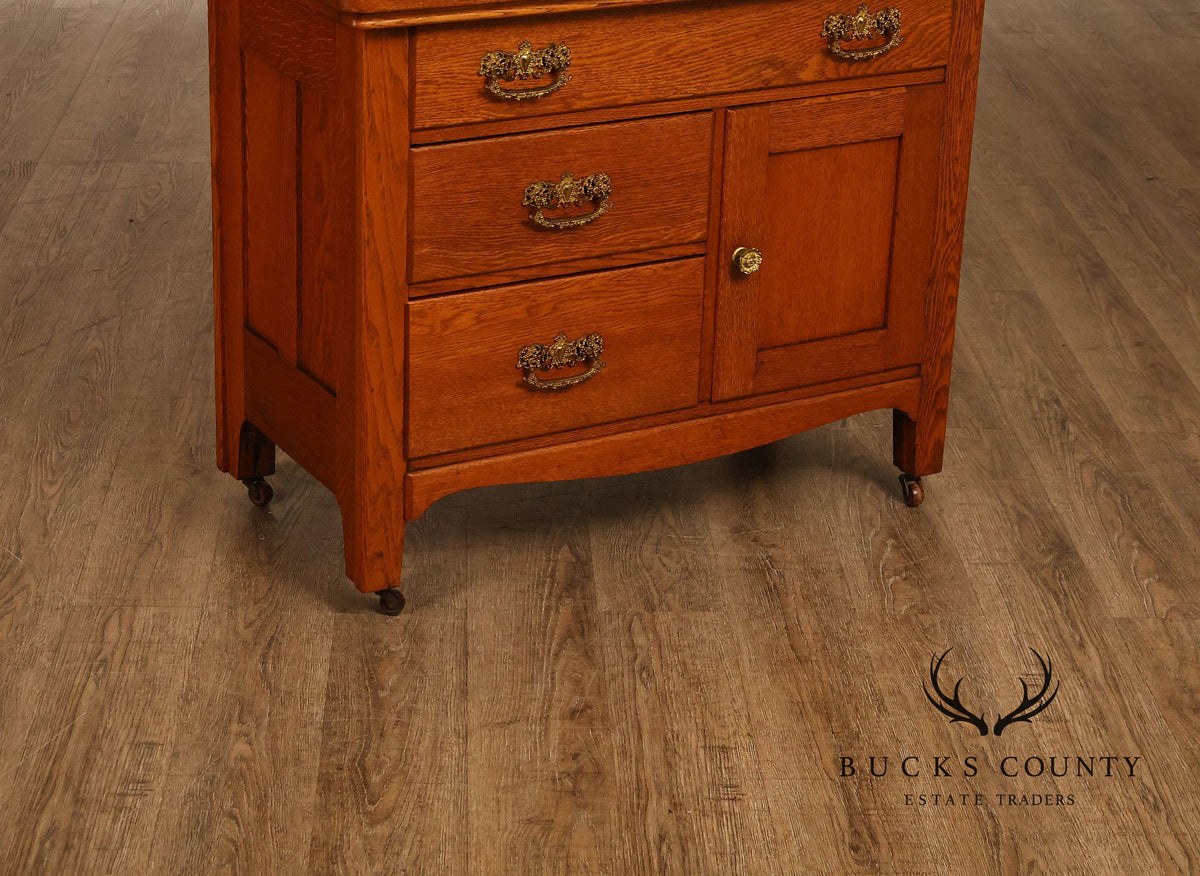 Paine’s Furniture Company Antique Victorian Oak Washstand