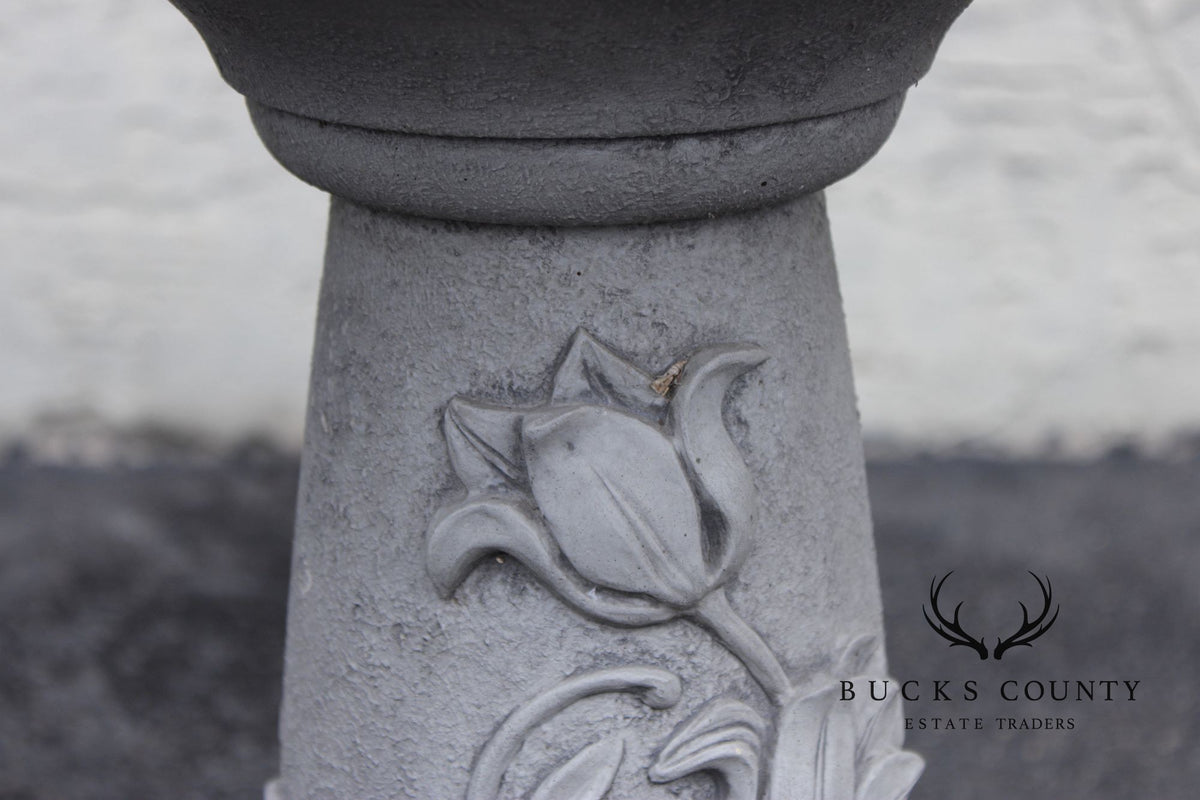 Cast Stone Floral Bird Bath