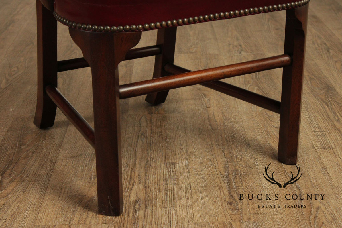 Kittinger Mahogany Chippendale Style Leather Chair