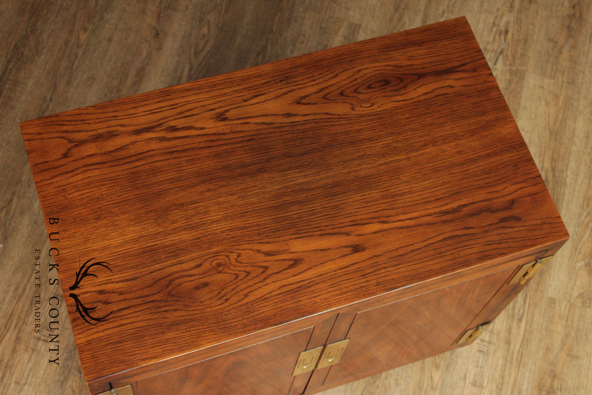 Henredon Campaign Style Oak Cabinet