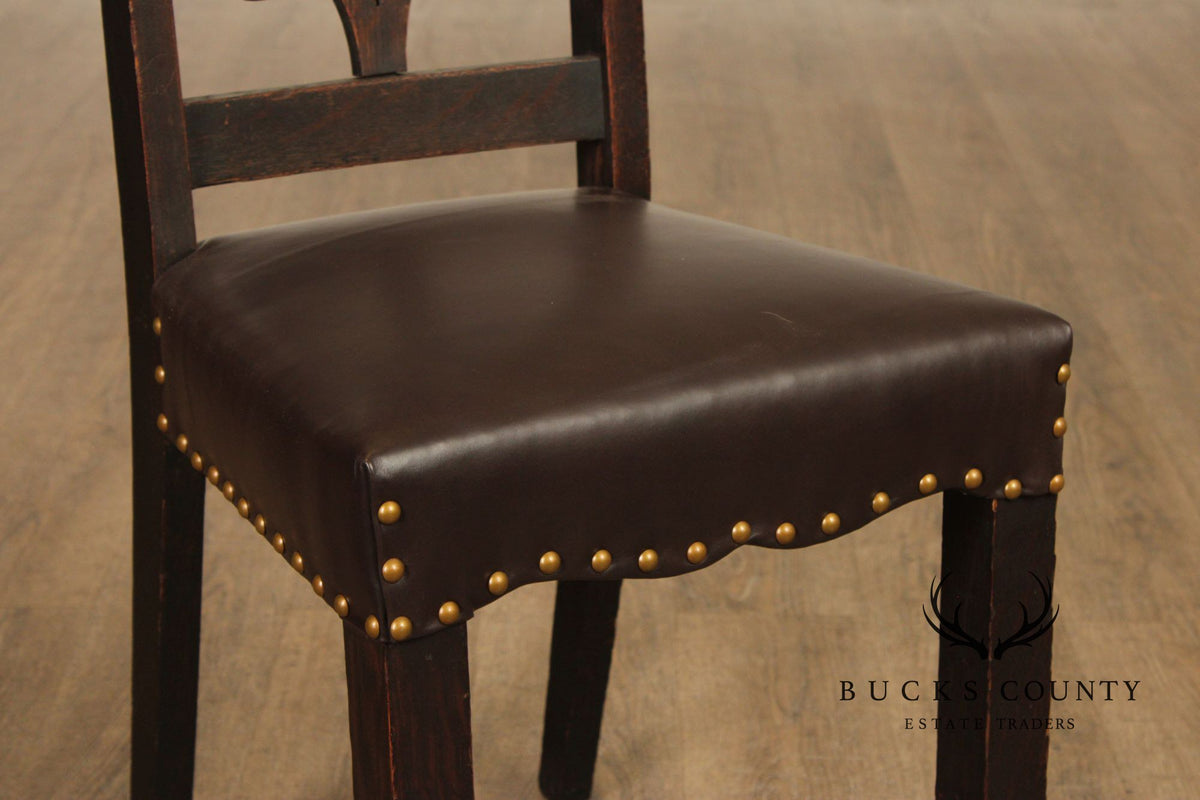 Michigan Chair Co. Antique Oak Arts & Crafts Hall Chair