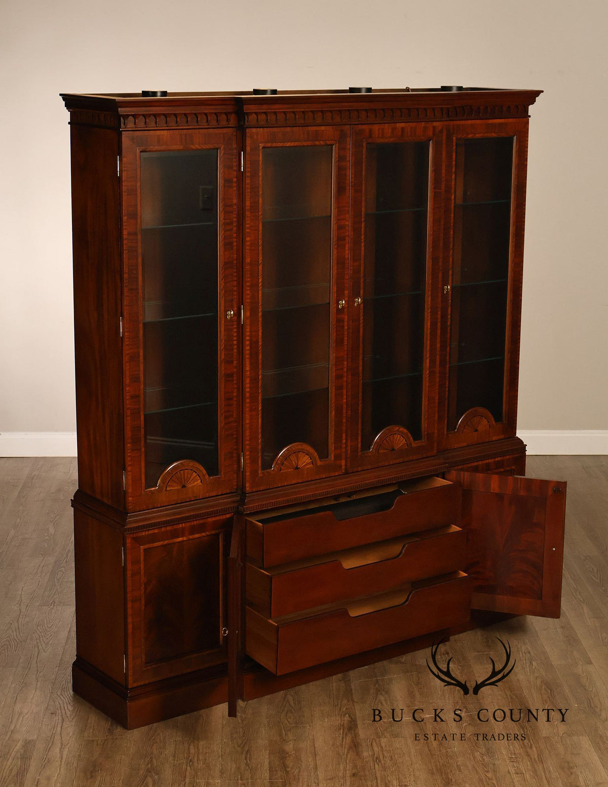 Councill Craftsmen Mahogany Breakfront China Cabinet