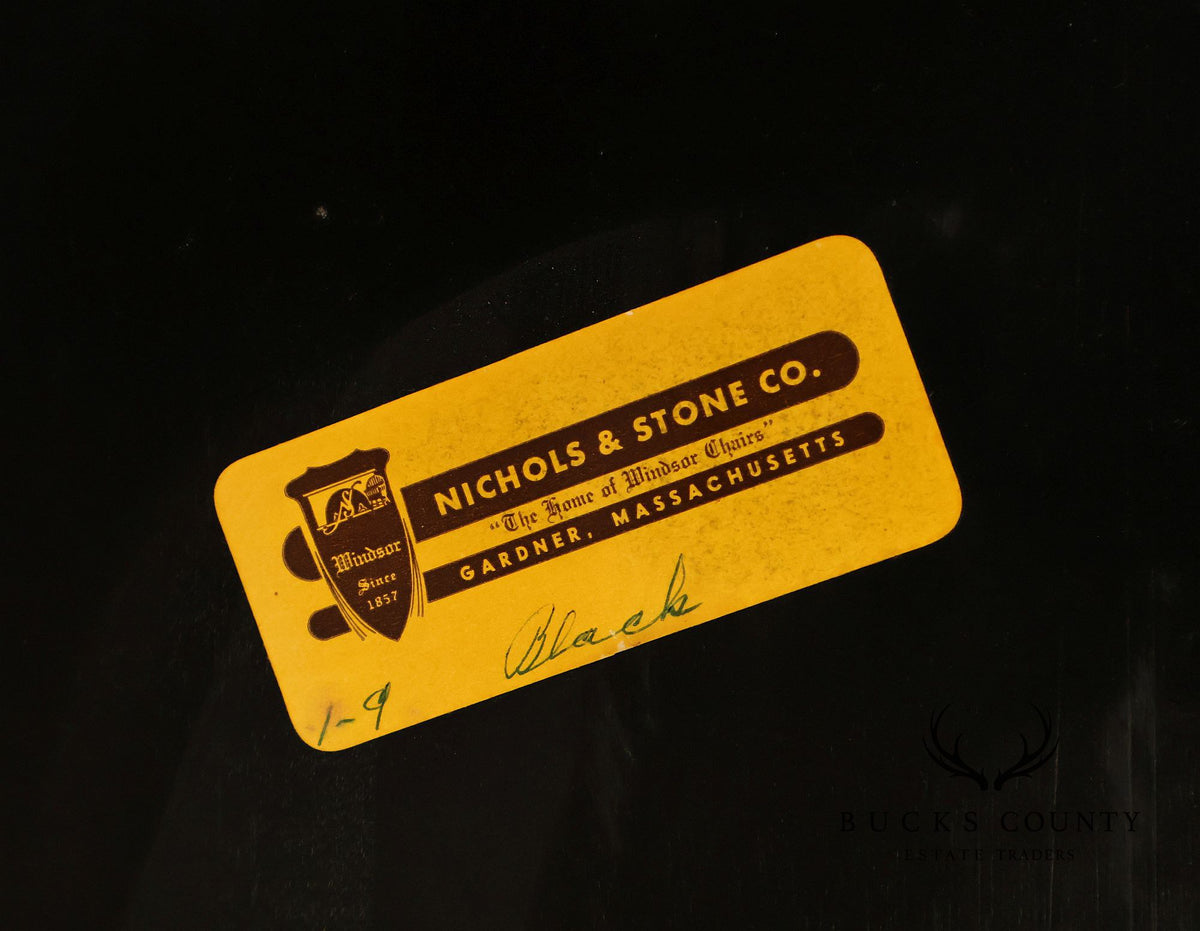 Nichols & Stone Black Stenciled Windsor Bench