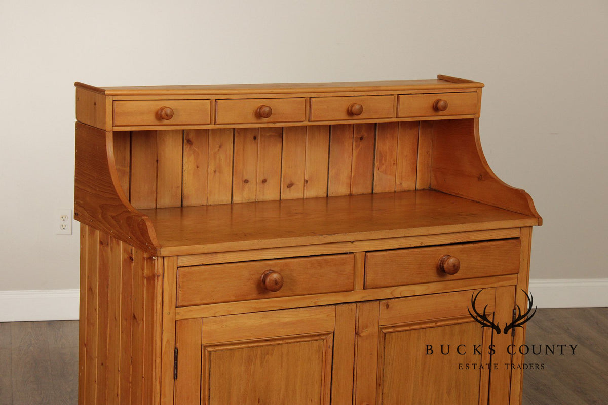 English Pine Step Back Hutch Dry Sink Cabinet